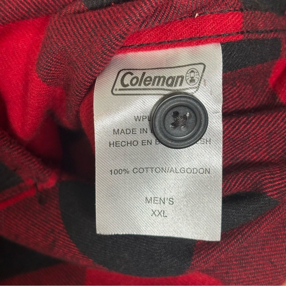 Coleman Long Sleeve Button-Up Flannel Buffalo Check Shirt-Red/Black-Men XXL - Picture 5 of 5